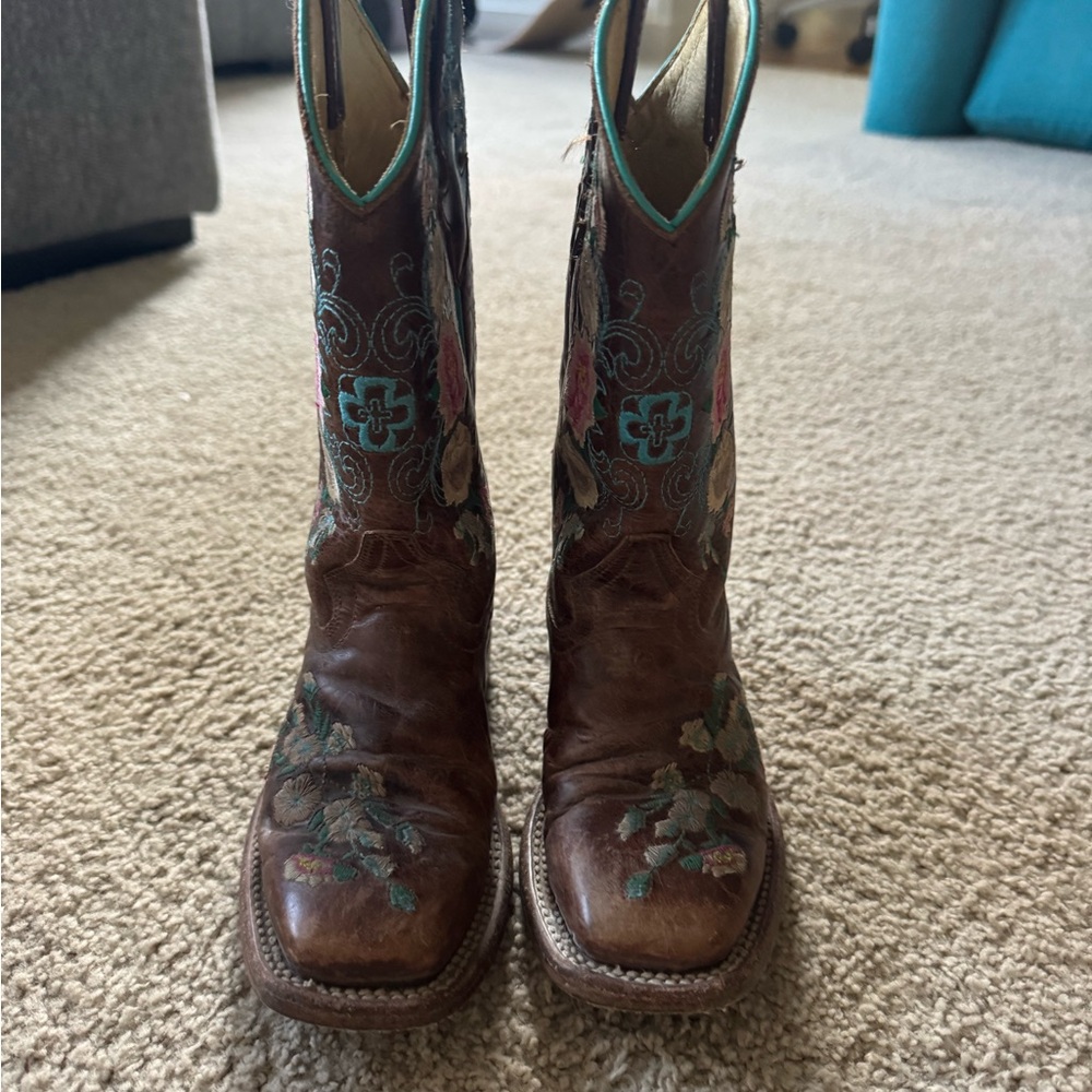 Macie Bean Brown and Teal Kids Boots